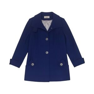 Vintage Pendleton Lambswool Coat Navy Blue Single Breasted Women’s 10 Petite